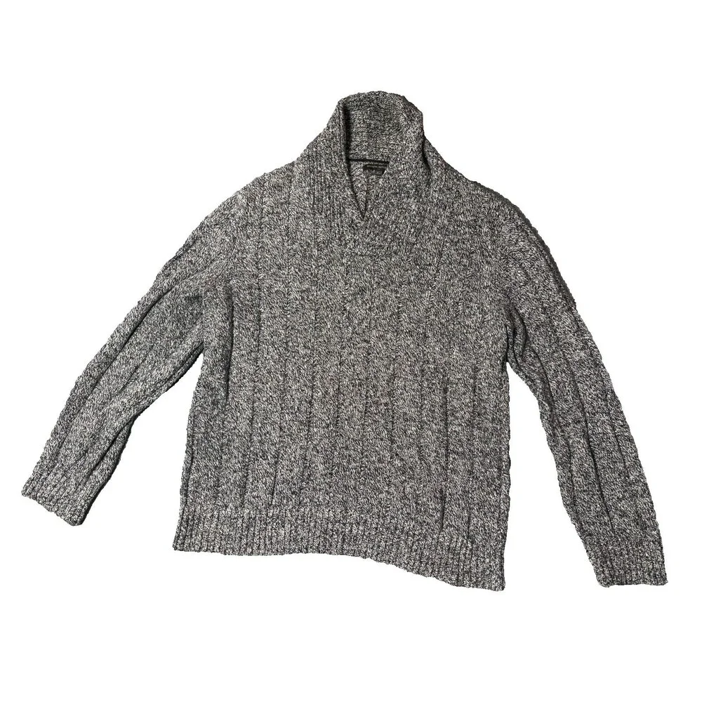 Banana Republic Sweater Mens Large Black & White Knit Long Sleeve Pull Over